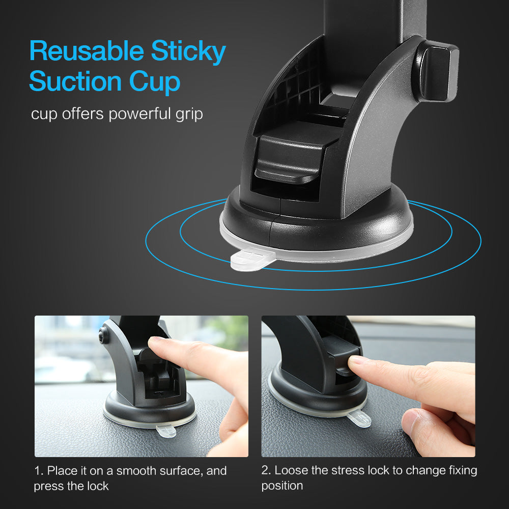 AUTOMATICALLY LOCKING WINDSHIELD PHONE HOLDER, UNIVERSAL FIT